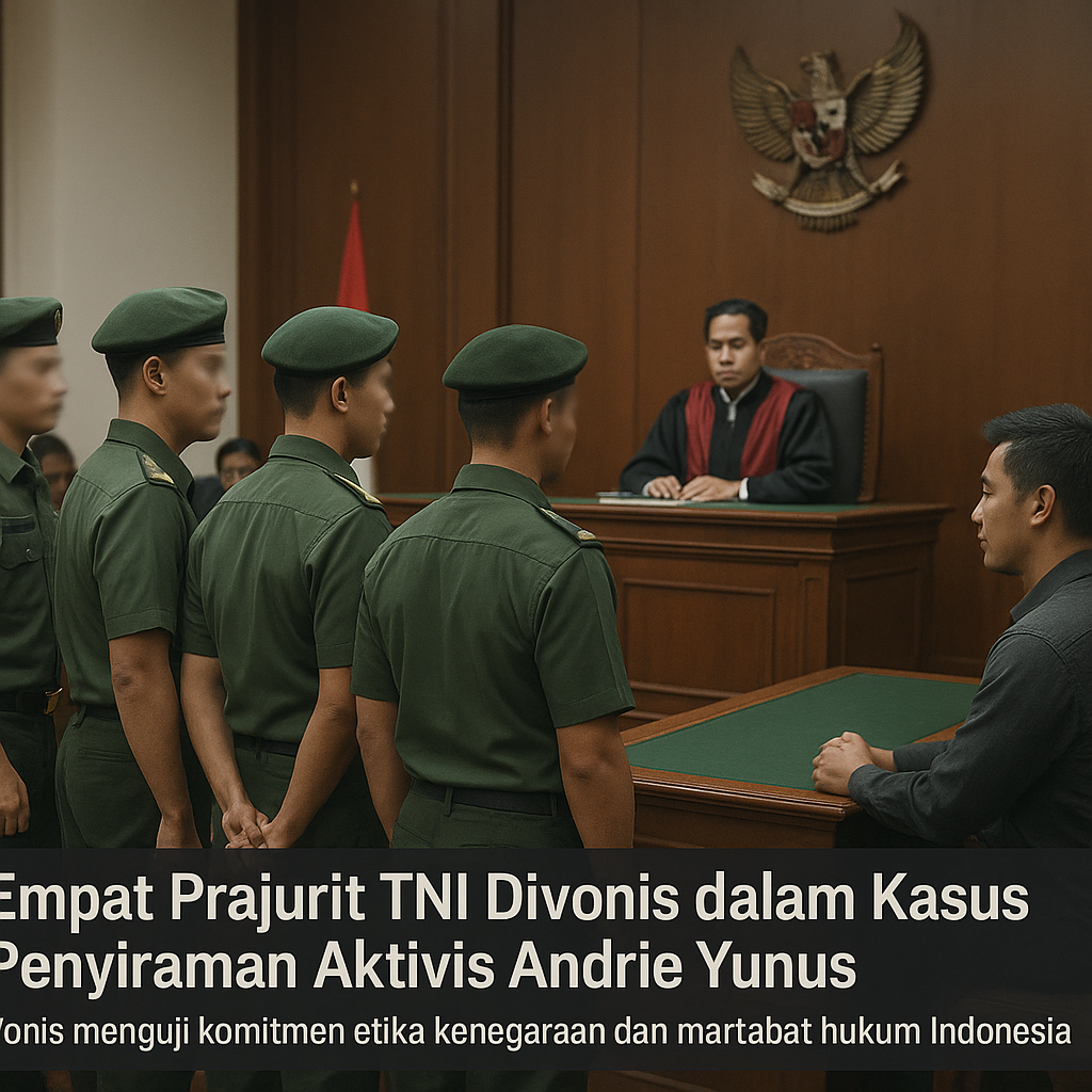 Empat Prajurit TNI Divonis dalam Kasus Penyiraman Aktivis Andrie Yunus