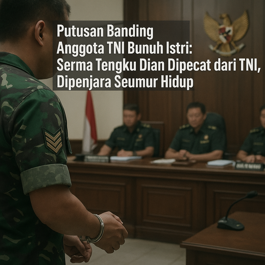 Putusan Banding Anggota TNI Bunuh Istri, Serma Tengku Dian Dipecat dari TNI, Dipenjara Seumur Hidup