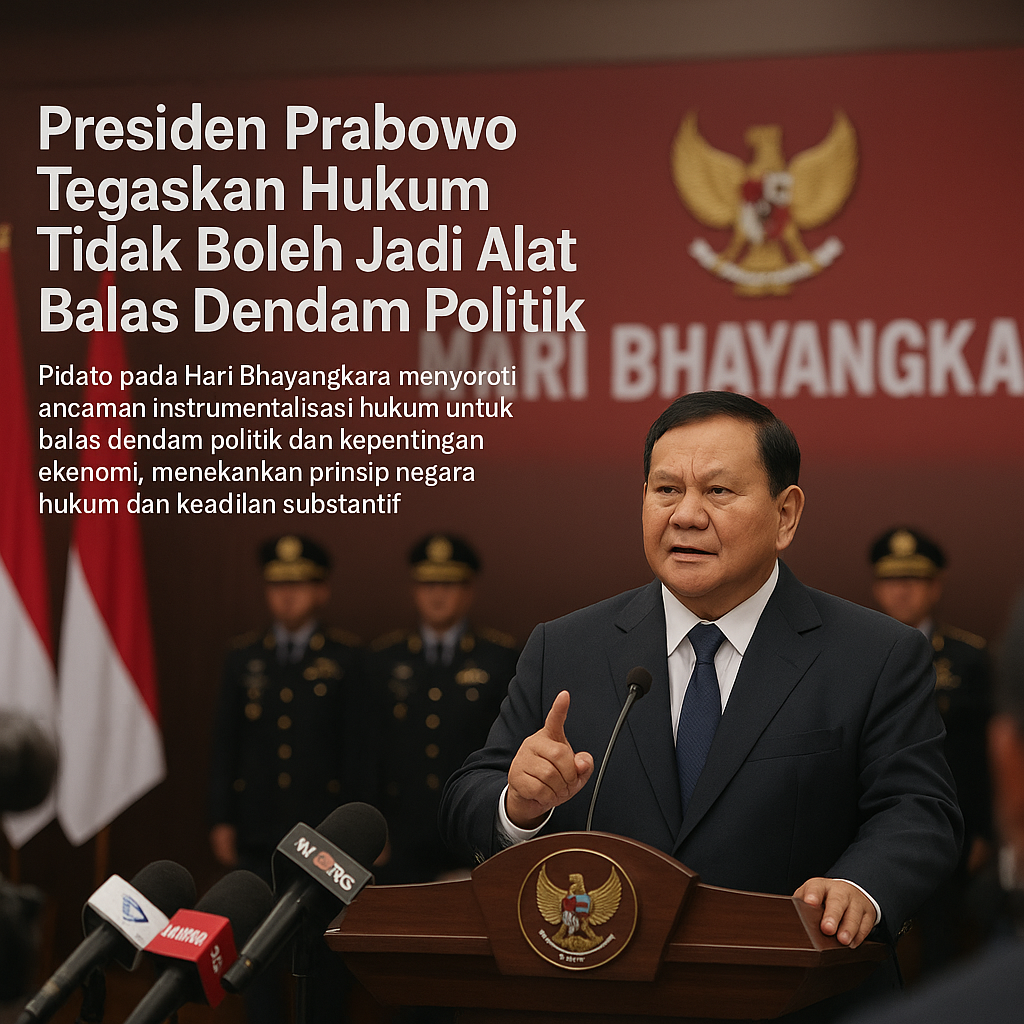Presiden Prabowo Tegaskan Hukum Tidak Boleh Jadi Alat Balas Dendam Politik