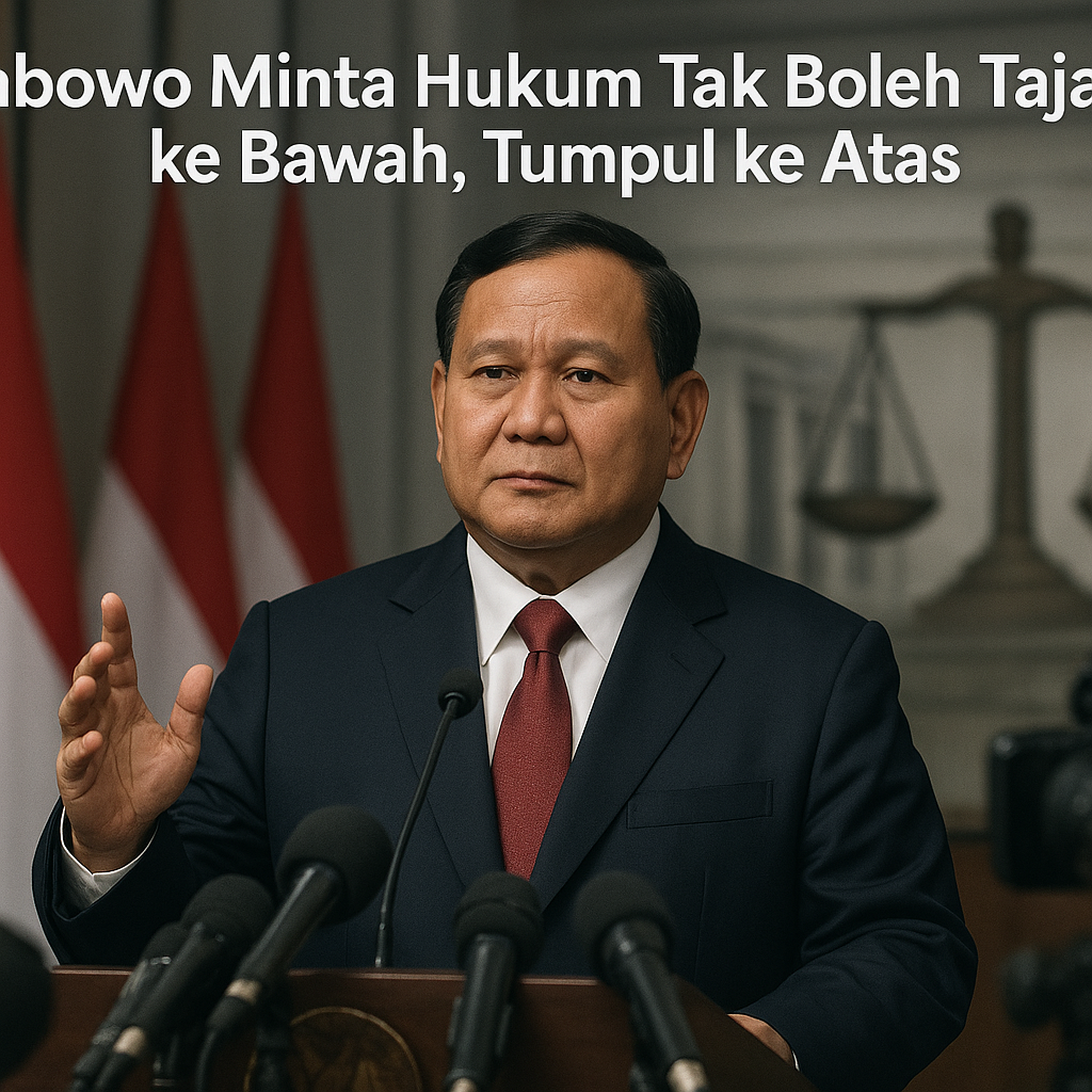 Prabowo Minta Hukum Tak Boleh Tajam ke Bawah, Tumpul ke Atas