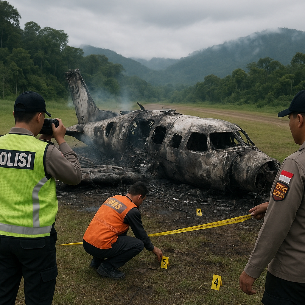 Satgas Damai Cartenz Ungkap KKB Bakusip Diduga Bakar Pesawat AMA di Yahukimo