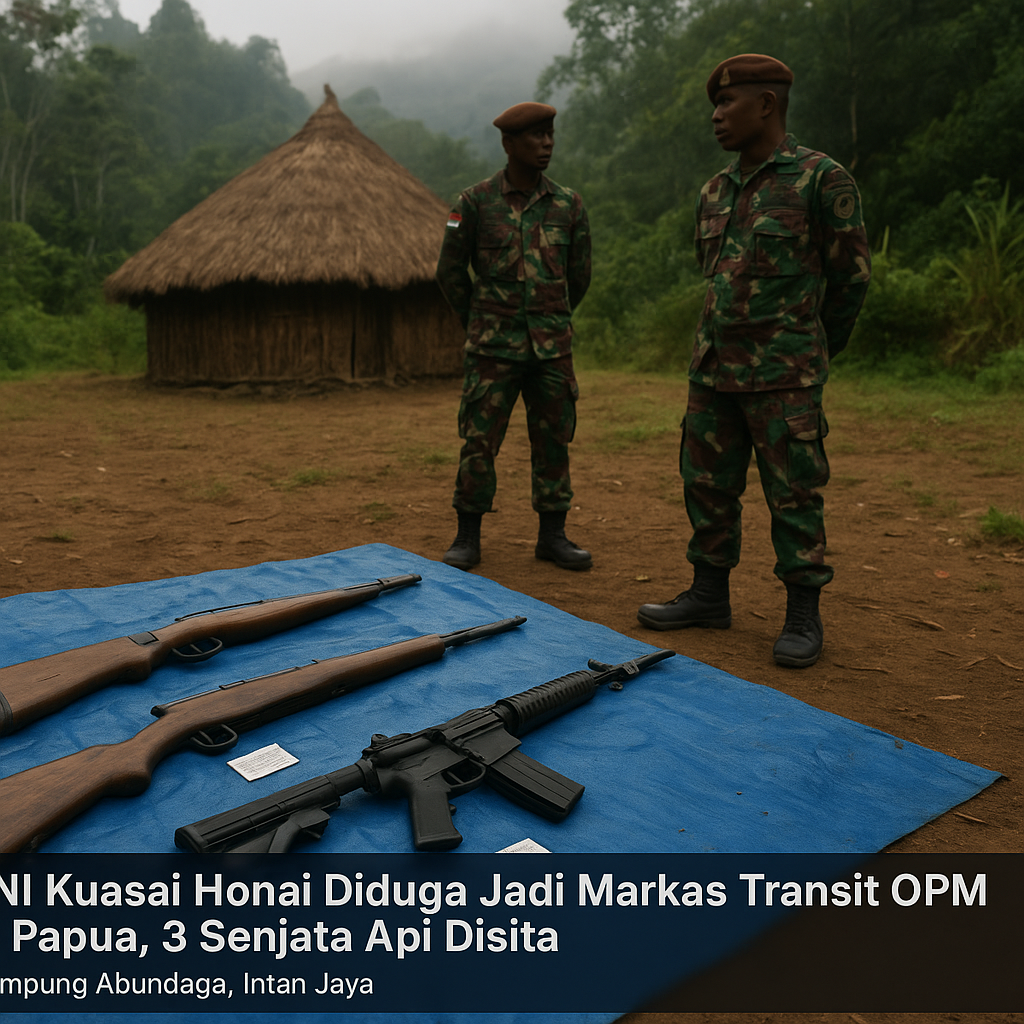 TNI Kuasai Honai Diduga Jadi Markas Transit OPM di Papua, 3 Senjata Api Disita