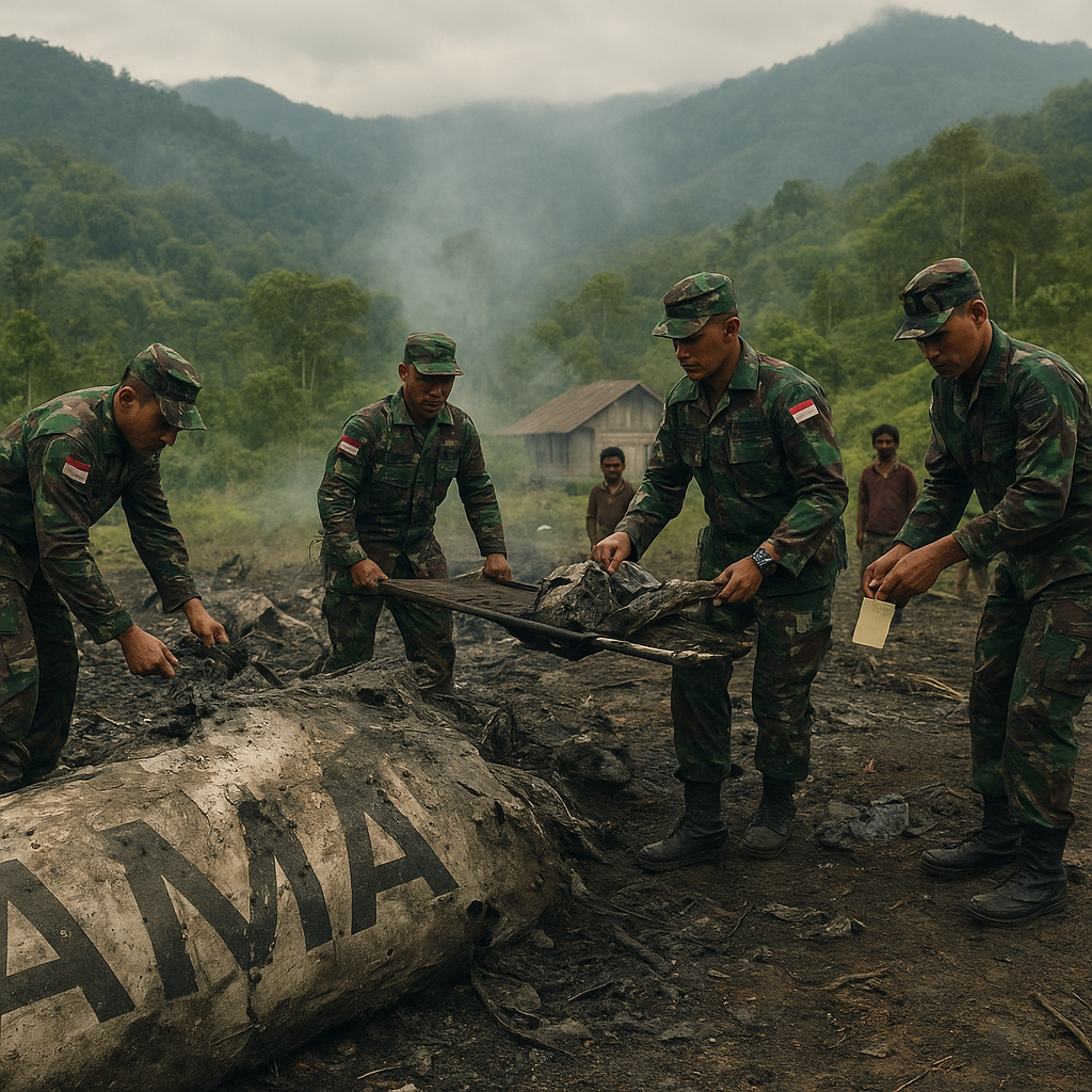 TNI Evakuasi Puing Pesawat AMA yang Dibakar di Yahukimo, Jalur Penerbangan Dipulihkan
