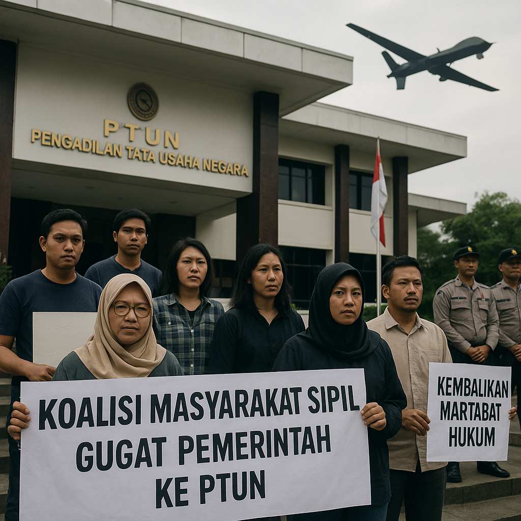 Koalisi Masyarakat Sipil Gugat Pemerintah ke PTUN Soal Penggunaan Drone Tempur dalam Operasi Penggerebekan