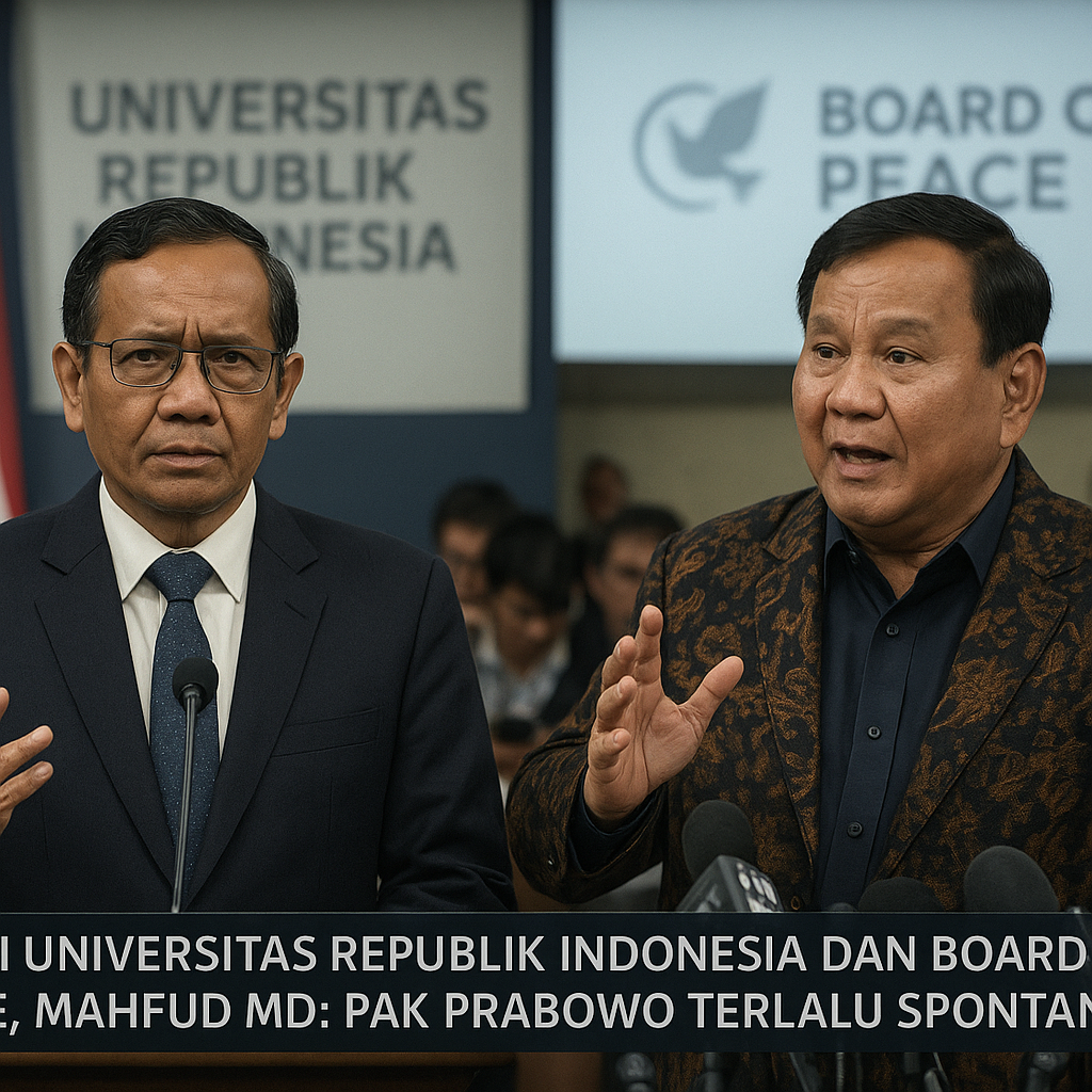 Soroti Universitas Republik Indonesia dan Board of Peace, Mahfud MD: Pak Prabowo Terlalu Spontan