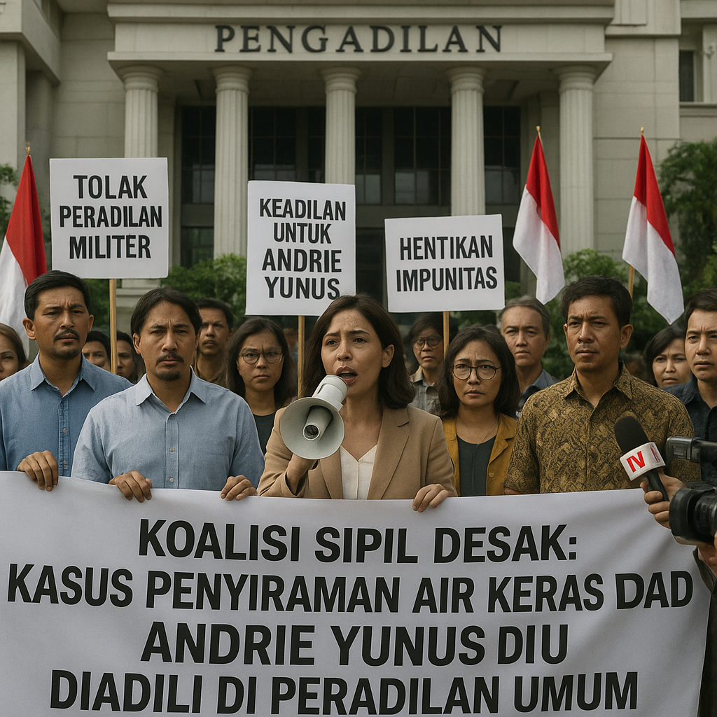 Koalisi Sipil Desak Kasus Penyiraman Air Keras terhadap Andrie Yunus Diadili di Peradilan Umum, Tolak Peradilan Militer