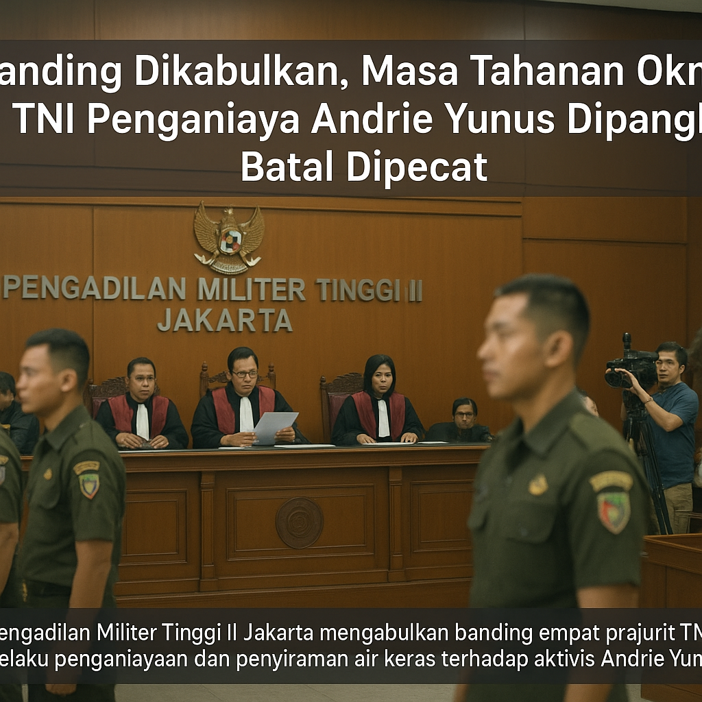 Banding Dikabulkan, Masa Tahanan Oknum TNI Penganiaya Andrie Yunus Dipangkas, Batal Dipecat