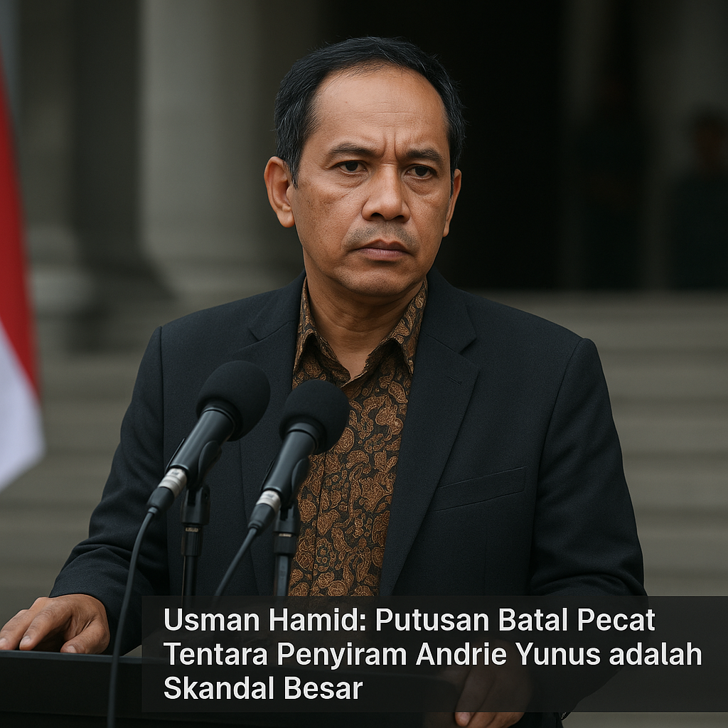 Usman Hamid: Putusan Batal Pecat Tentara Penyiram Andrie Yunus adalah Skandal Besar