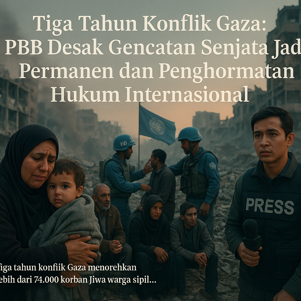 Tiga Tahun Konflik Gaza: PBB Desak Gencatan Senjata Jadi Permanen dan Penghormatan Hukum Internasional
