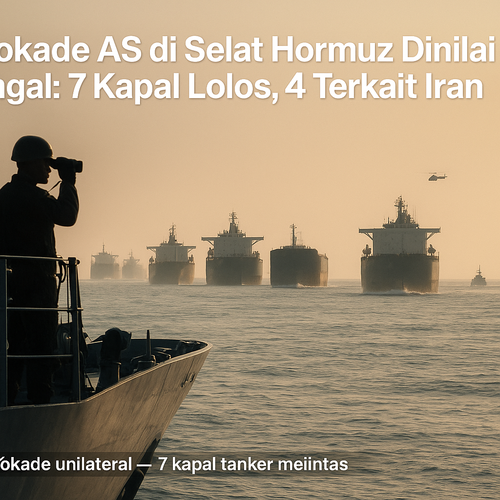 Blokade AS di Selat Hormuz Dinilai Gagal: 7 Kapal Lolos, 4 Terkait Iran