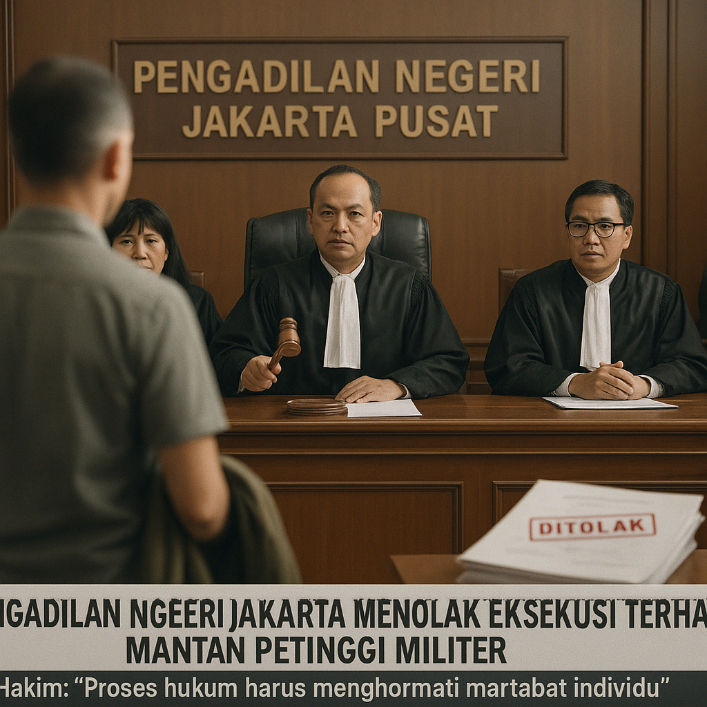 Pengadilan Negeri Jakarta Pusat Menolak Eksekusi Terhadap Mantan Petinggi Militer, Hakim: 'Proses hukum harus menghormati martabat individu'